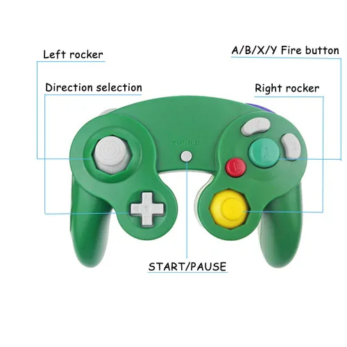 Vista 4 de Reiso Gamecube Controller, 2 Pack NGC Classic Wired Controller for Wii Game cube Console (Orange and Green)