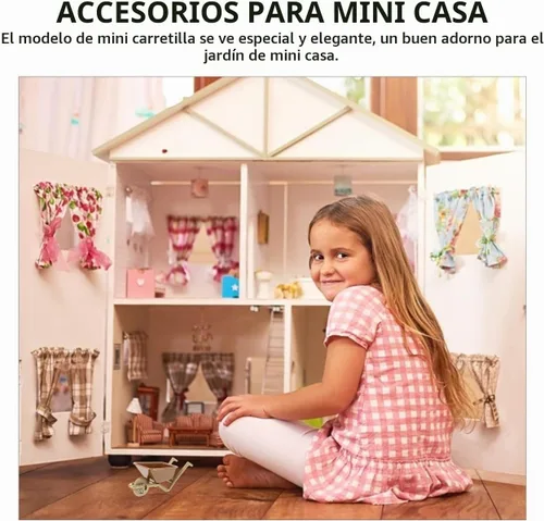 Vista 6 de Zerodeko Mini carretilla modelo 4 unidades de carretilla de juguete pequeña para accesorios de casa de muñecas, decoración de micro paisaje