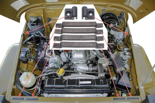 Vista 3 de Kit de pastillas para pedal y capó Land Cruiser FJ40 y BJ40 Series - 1958 a 1978