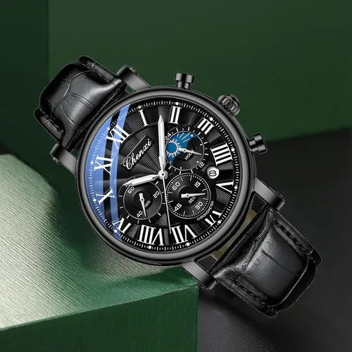 Vista 3 de FANMIS Reloj analógico deportivo militar multifuncional clásico para hombre, vestido de negocios, impermeable, cronógrafo luminoso, cielo