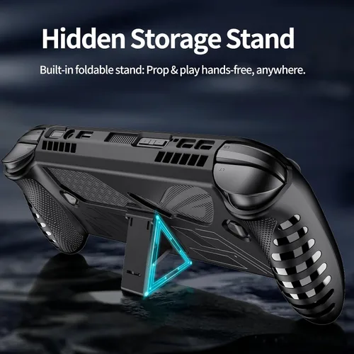 Vista 3 de Funda protectora con función atril para Rog Ally X/Rog Ally 2025 - Funda de TPU a prueba de golpes con soporte, antideslizante y anticolisión
