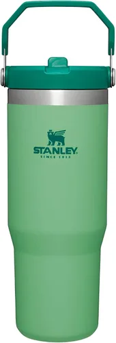 Vista 130 de STANLEY IceFlow 2.0 - Vaso con pajilla abatible con asa, 30 onzas, tapa giratoria y popote abatible, botella de agua a prueba de fugas, acero Tiza