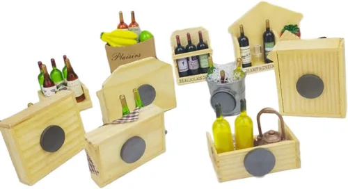 Vista 3 de 10 unids/set creativo estereoscópico botella de vino serie nevera imán nevera etiqueta magnética Home Deco imán accesorios de cocina (madera)