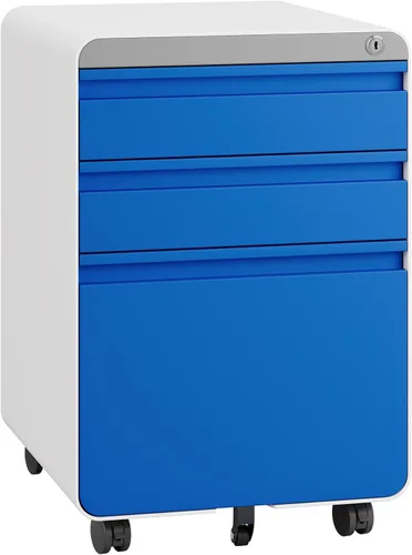 Vista 17 de Dripex Archivador de 3 cajones debajo del escritorio, carta/legal/A4, totalmente montado para oficina en casa, pequeños archivadores móviles cortos