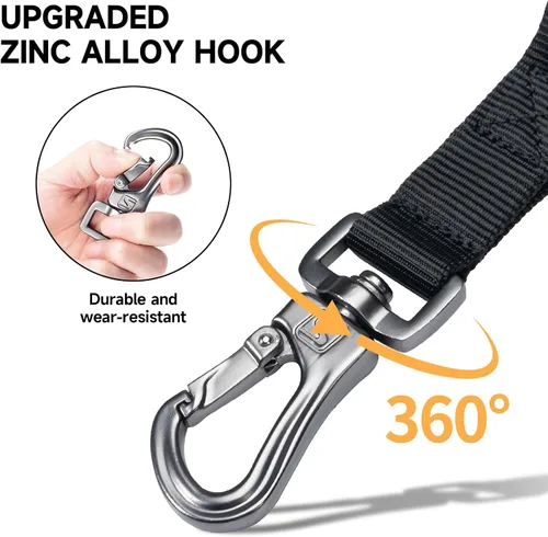 Vista 4 de EXCELLENT ELITE SPANKER Correa táctica elástica para perros con bungee, correa militar ajustable de liberación rápida con 2 asas de control (Negro)