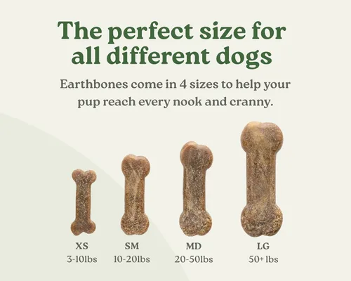 Vista 5 de Earthbones - Masticables dentales para perros de 10 a 20 libras, 30 huesos