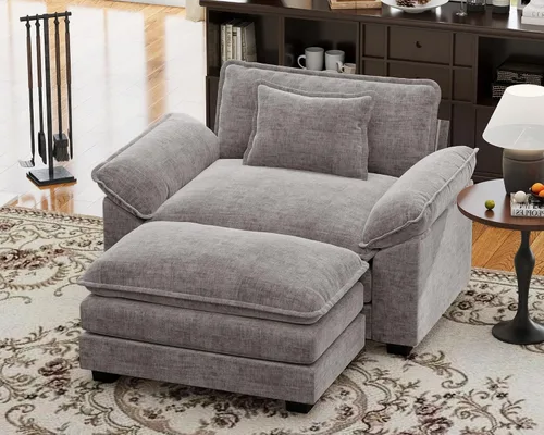 Vista 136 de Sofá modular de gran tamaño de 154 pulgadas, cómodo sofá en forma de U con 3 otomanas móviles, sofá moderno de felpilla de 7 plazas para sala