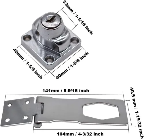 Vista 2 de 2 cerraduras de cerrojo con llave de 4 "x 1-5/8" pestillo de seguridad cerradura de puerta con llave