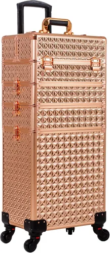 Vista 13 de AROUS Estuche de maquillaje rodante 5 en 1, estuche de cosmetología con ruedas, gran organizador cosmético, carro de viaje para estilista, artista