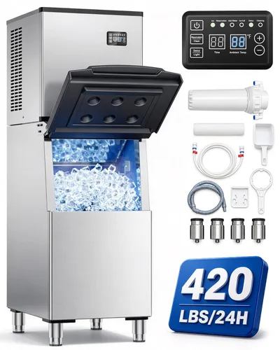 Vista 12 de Commercial Ice Maker Machine, 600LBS/24H with 400LBS Storage Bin Classic Silver
