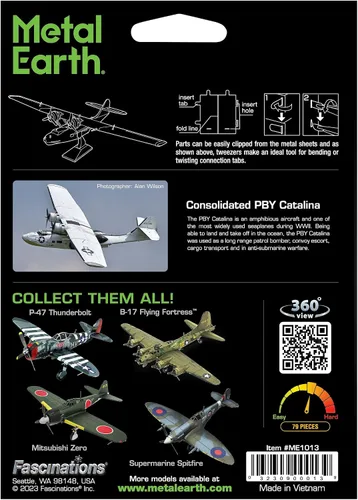 Vista 2 de Fascinations Metal Earth Consolidated PBY Catalina 3D Kit de modelo de metal con pinzas