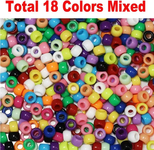 Vista 2 de Cuentas de poni mixtas de colores para hacer pulseras de amistad, tamaño 0.236x0.354 in, 1000pcs