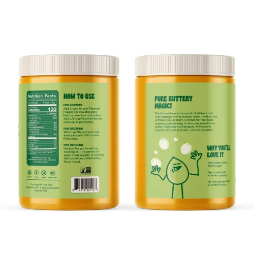Vista 2 de Popsmith Aceite de coco con sabor a mantequilla de palomitas de maíz, aceite de palomitas de maíz de 30 onzas, hace palomitas de maíz estilo cine