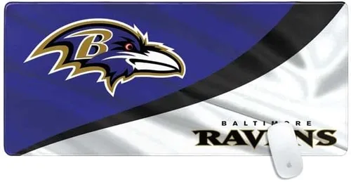 Vista 11 de Skinit Alfombrilla de mouse pequeña para juegos, diseño desgastado con licencia oficial de Baltimore Ravens con bordes cosidos, impermeable, base
