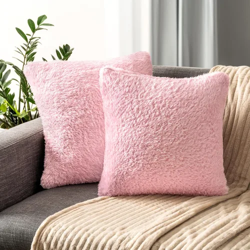 Vista 16 de PAVILIA Fundas de almohada esponjosas de color marfil crema, fundas de almohada decorativas para cama, sofá, funda de cojín de piel sintética suave
