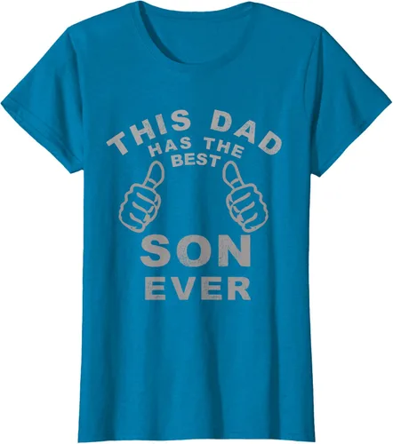 Vista 44 de Camiseta con texto en inglés "This Dad Has the Best Son Ever", regalo del día del padre, Negro