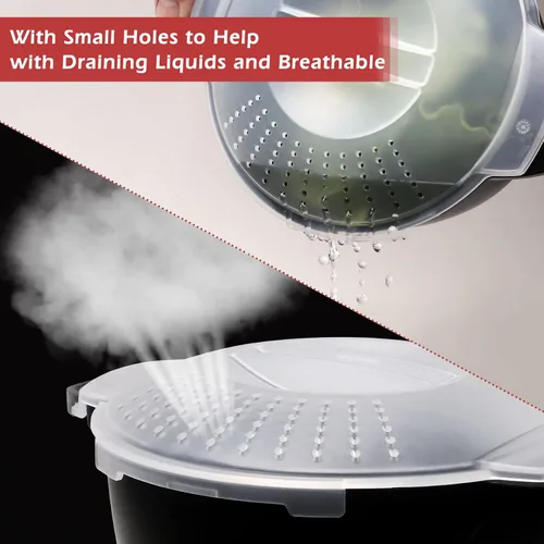 Vista 5 de Utensilios de cocina micro profesionales pequeños de 1 cuarto de galón, vaporizador para microondas para verduras, cocina de microondas, sin BPA