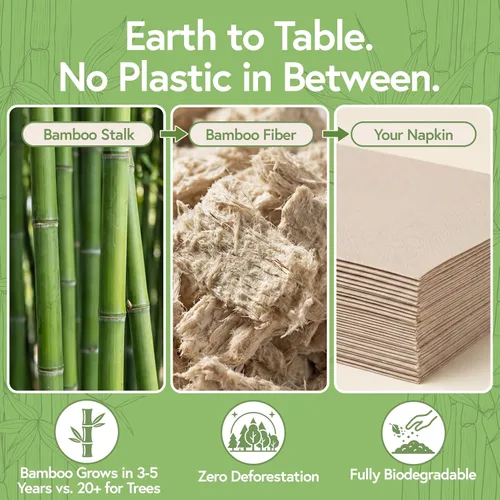 Vista 7 de Servilletas de cóctel desechables 100% bambú (paquete de 50) 2 capas con certificación FSC Servilletas biodegradables para fiestas, hogar o uso