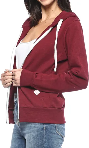 Vista 2 de Urban Look Sudadera con capucha de manga larga con cremallera y forro polar para mujer