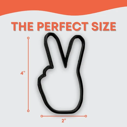 Vista 2 de Peace Sign Fingers - Cortador de galletas con diseño de fácil empuje (4 pulgadas)