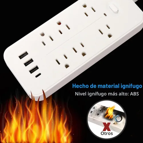 Vista 4 de Protector contra sobretensiones Regleta de enchufe múltiple 6 enchufes