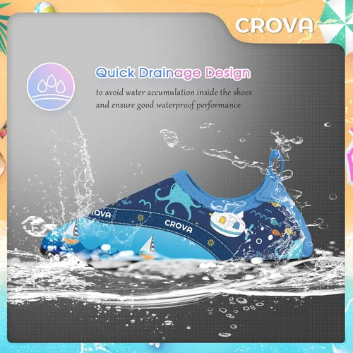 Vista 6 de CROVA Zapatos de agua para niños pequeños, calcetines acuáticos de secado rápido, antideslizantes, zapatos deportivos para niños y niñas pequeños