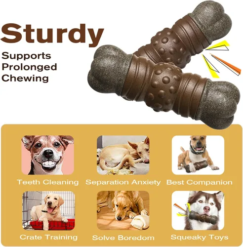 Vista 2 de Juguetes masticables para perros para masticadores agresivos, juguete indestructible resistente chirriante interactivo para perros, juguete