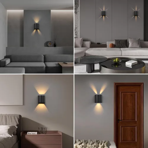 Vista 6 de LUTEC Paquete de 2 lámparas de pared LED ascendentes y descendentes ajustables, lámpara de pared moderna de aluminio resistente a la oxidación