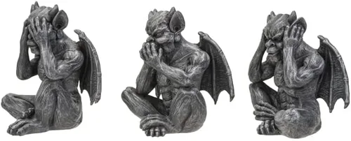 Vista 5 de Pacific Giftware Figura de gárgolas Hear, See, Speak No Evil de 5.98 pulgadas de altura, resina, decoración de mesa