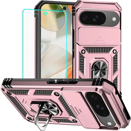 Vista 15 de HNHYGETE Funda para Pixel 6a con protector de pantalla HD, soporte giratorio de grado militar de 360° (resistente) a prueba de golpes para Google