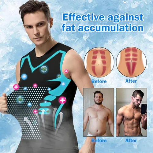 Vista 5 de 2024 Nueva versión Ionic Shaping Vest Hombres, Tela de seda de hielo cómoda y transpirable