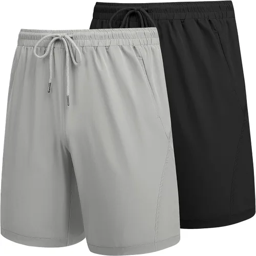 Vista 8 de COOFANDY Pantalones cortos deportivos para correr para hombre, 9 pulgadas, ligeros, con cintura elástica, pantalones cortos deportivos