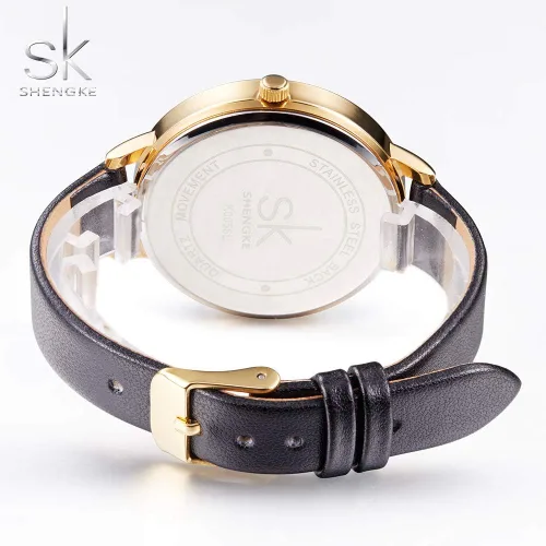Vista 4 de SK - Reloj de pulsera para mujer, correa de piel, de cuarzo, reloj de lujo japonés de cuarzo.