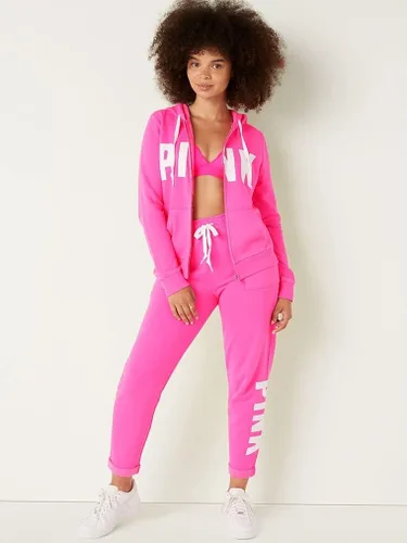 Vista 4 de Victorias Secret Sudadera con capucha de forro polar rosa con cremallera perfecta