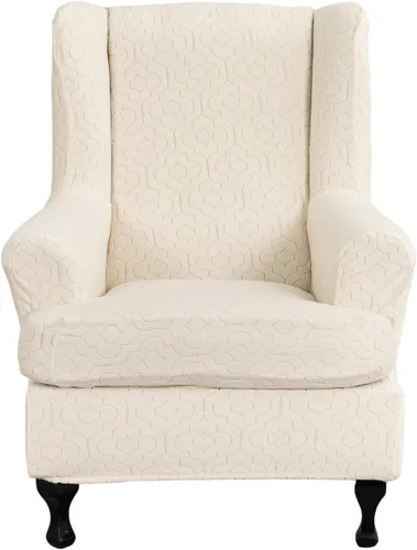 Vista 29 de NILUOH Funda para silla Wingback, 2 piezas, fundas elásticas de elastano para silla con respaldo de ala, funda lavable para sillones con respaldo