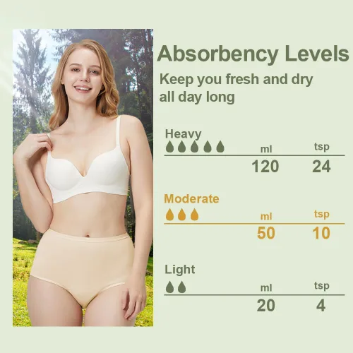 Vista 6 de BATTEWA Ropa interior lavable de algodón para incontinencia para mujeres, de cintura alta, transpirable, a prueba de fugas, bragas absorbentes