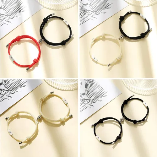 Vista 3 de Dsxnklnd - Juego de 2 pulseras magnéticas de distancia para amantes del sol y la luna, para parejas, amantes de la amistad, joyería de moda, regalo