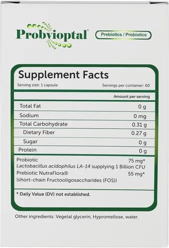 Vista 3 de Vivioptal Vitamins Probvioptal, 60 cápsulas, probióticos y prebióticos, Duocap, 1 mil millones de UFC, sin gluten