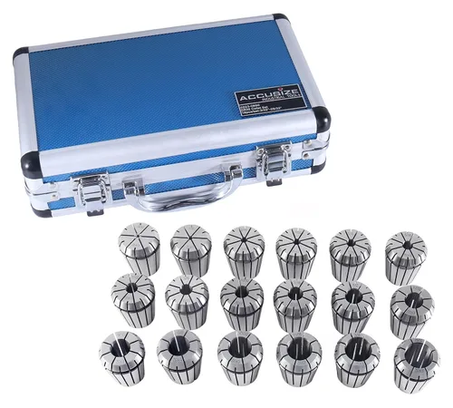 Vista 2 de Accusize Industrial Tools - Juego de pinzas ER32 de precisión, 18 piezas, tamaños de 3/32'' a 25/32'', alta precisión, caja de almacenamiento