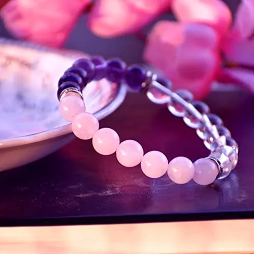 Vista 3 de Pulseras de piedras preciosas para mujeres y hombres, pulsera de cristal curativo para meditación, reiki y yoga, pulsera con cuentas de piedras