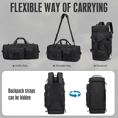 Vista 2 de Mochila táctica para gimnasio y viaje, mochila multifuncional para hombre, 45L, bolsa de lona deportiva militar con compartimento para zapatos