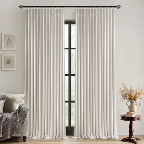 Vista 31 de MIULEE - Cortinas de lino beige con pliegues a presión 100% opacas para dormitorio, cortinas de ventana con memoria y bloqueo de luz para oscurecer