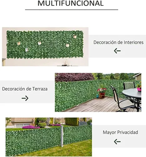 Vista 7 de Pantalla de valla de privacidad de hiedra artificial, mamparas decorativas para fiestas, revestimiento de pared de jardín, hojas artificiales