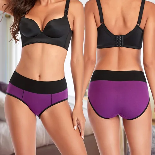 Vista 2 de Eiggam Ropa interior para mujer, de algodón, de cintura alta, cobertura completa, suave, elástico, transpirable, paquete múltiple