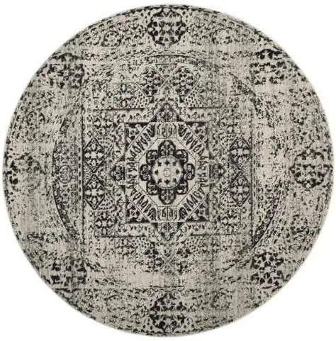 Vista 16 de SAFAVIEH Evoke Collection EVK260T Medallón oriental envejecido de 2'2" x 4', color marfil y negro, no desprende pelusa, alfombra de acento para sala