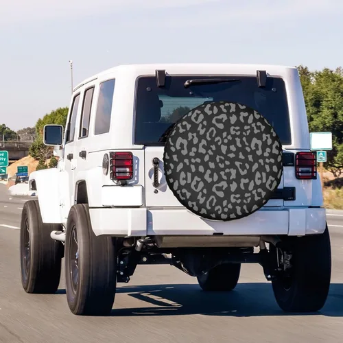 Vista 3 de Cubierta de neumático de repuesto con estampado de leopardo para remolque, RV, SUV y muchos vehículos, 12 pulgadas