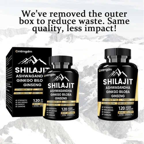 Vista 7 de Shilajit Cápsulas – Shilajit orgánico puro del Himalaya de 20,000 mg para hombres y mujeres con Ashwagandha, apoya la vitalidad y el bienestar
