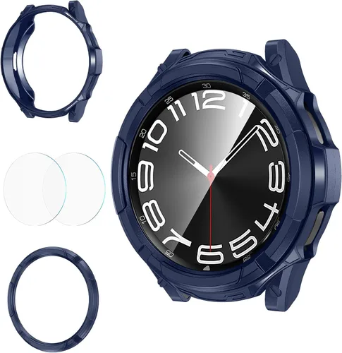 Vista 10 de Goton 3 en 1 Accesorios para Samsung Galaxy Watch 3 de 41 mm, 1 Carcasa de Armadura de TPU Resistente + 2 Películas Protectoras de Pantalla