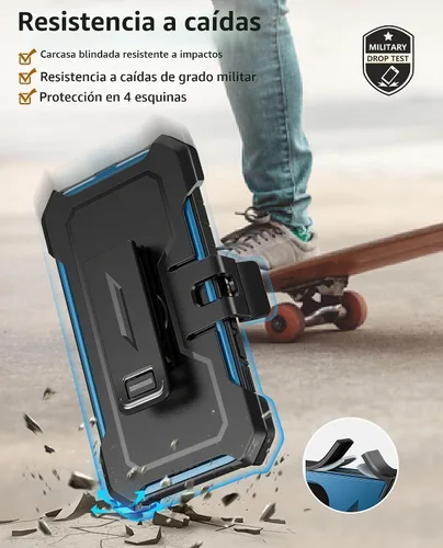 Vista 4 de Funda para Teléfono iPhone 13/14/15: Funda Protectora para iPhone 16e con Clip para Cinturón y Funda Diseño Duradero de Doble Capa con Soporte