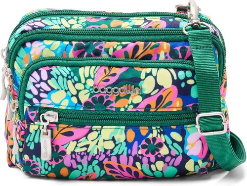 Vista 12 de Baggallini Bolsa cruzada pequeña con triple cremallera para mujer, 8 x 6 pulgadas, ligera, convertible